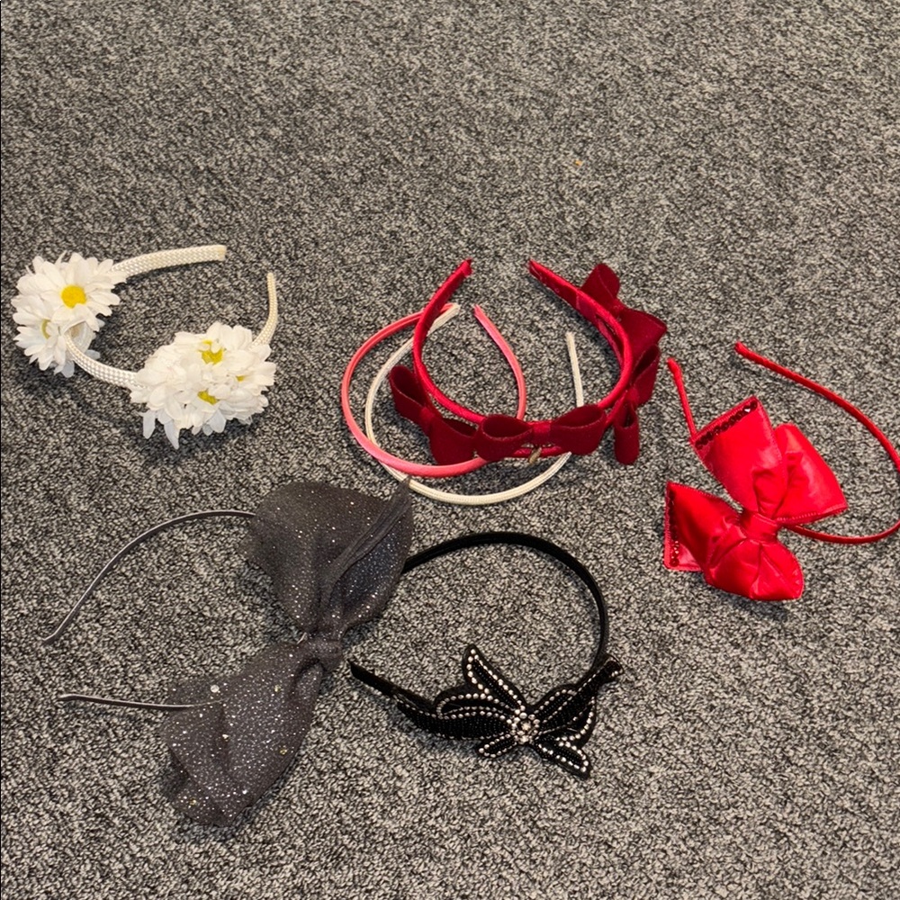 Set of Stylish Headbands in Red, Black, and White
